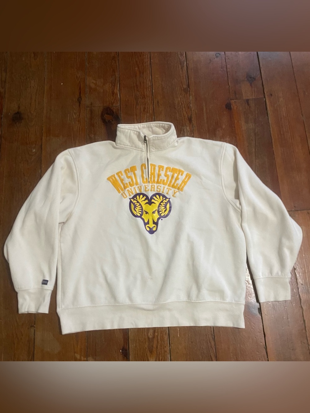 JanSport West Chester University Golden Rams Quarter Zip Sweatshirt XL Cream WCU